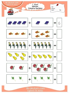 Çocuklar İçin toplam işlemi yaprak testleri 